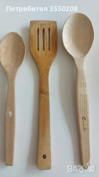 Дървена лъжица, вилица, снимка 1