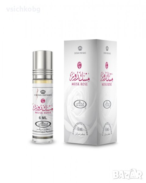 Дълготрайно арабско олио - масло Al Rehab MUSK ROSE 6 мл Бял мускус, роза и жасмин 0% алкохол, снимка 1
