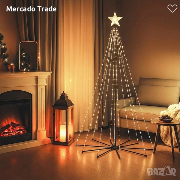 Коледна елха, Конус, 627 LED с дистанционно управление и програма, 210см, снимка 1