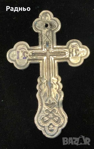 Руски сребърен кръст сребро проба 84 с емайл., снимка 1