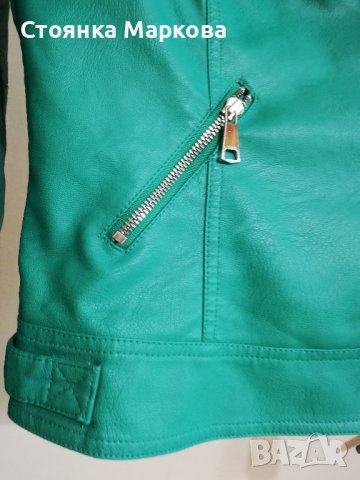 Кожено яке -хубав зелен цвят, снимка 4 - Якета - 41497886
