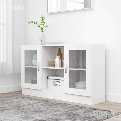 vidaXL Шкаф витрина, бял, 120x30,5x70 см, инженерно дърво, снимка 2 - Бюфети - 56147835