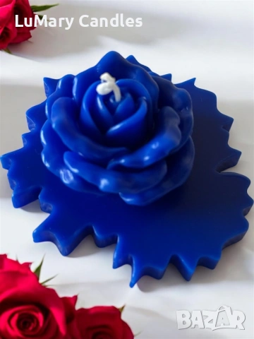 Свещ “Синя роза”, снимка 4 - Други - 53221134