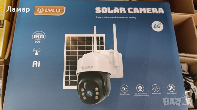 Соларна безжична въртяща камера 4G 10MP работи с СИМ SIM карта интернет, мобилни данни от тел. опер