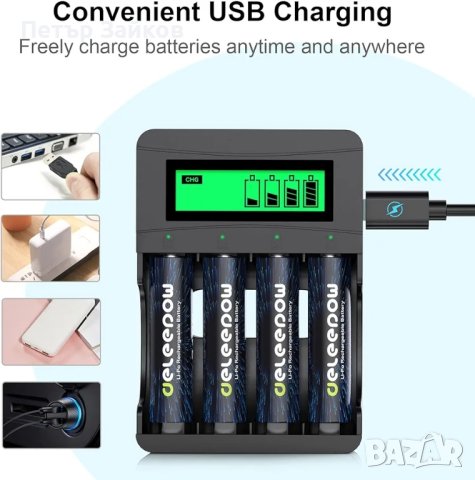 Бързо зарядно устройство за AA AAA литиеви акумулаторни батерии, снимка 4 - Друга електроника - 42466974