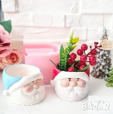 3D Дядо Коледа свещ свещник голяма Коледна силиконов молд форма калъп гипс кашпа саксия