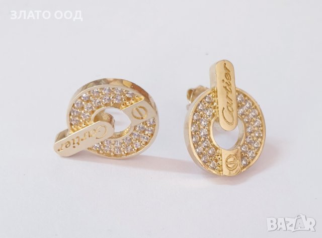 Златни обеци -14К с винтове, снимка 6 - Обеци - 36216469