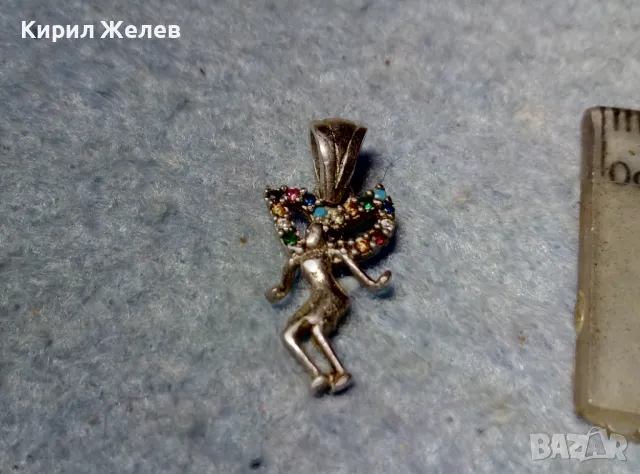 ФИГУРАЛЕН СКЪПОЦЕНЕН СРЕБЪРЕН ПЕНДАНТ ФЕЯ СРЕБРО 925 с БЯЛА ПОЗЛАТА и РАЗНОЦВЕТНИ ЦИРКОНИ 45585, снимка 8 - Колиета, медальони, синджири - 49001664