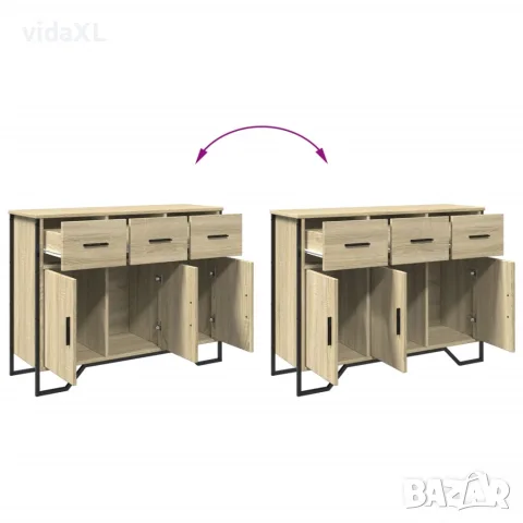 vidaXL Сайдборд, дъб сонома, 97x32,5x74,5 см инженерно дърво, снимка 8 - Бюфети - 56148243