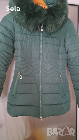 Зелено ефектно зимно яке с богата качулка/яка, снимка 6 - Якета - 39017529