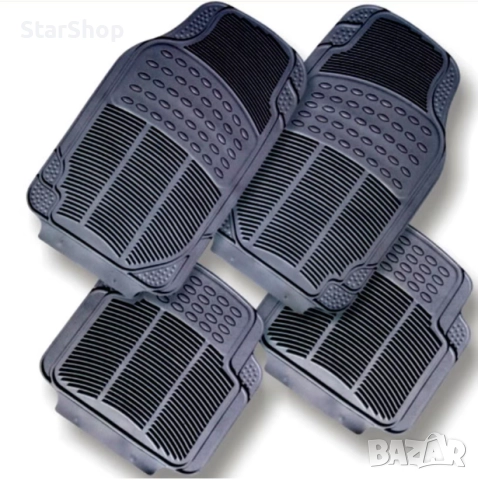 Универсални стелки за кола STAR, К-т от 4 броя , Гумени, Черен, снимка 3 - Аксесоари и консумативи - 51977672