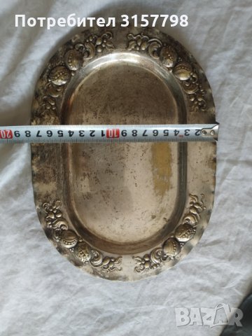 посребрен месингов поднос арт деко, снимка 3 - Антикварни и старинни предмети - 34108043