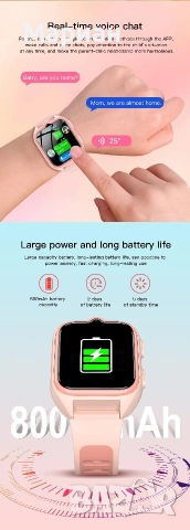 Детски смарт часовник Blackview BVZ30, 1.75'', розов, снимка 4 - Смарт часовници - 53659315