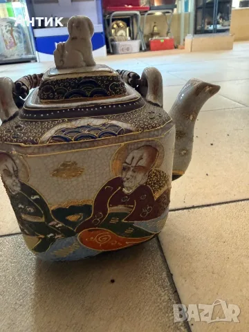 Японски чайник Сацума Satsuma Moriage, ръчна изработка, 1920-те, снимка 4 - Антикварни и старинни предмети - 56039240