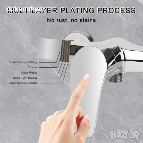 Смесител за душ – стенен, едноръкохватков, хром, G 1/2, снимка 2 - Смесители - 53372502