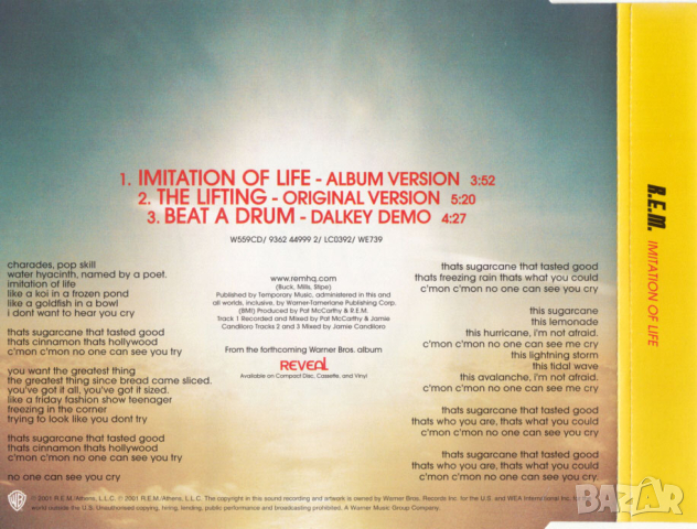 R.E.M. - Imitation of Life - Maxi Single CD - оригинален диск, снимка 2 - CD дискове - 44585521