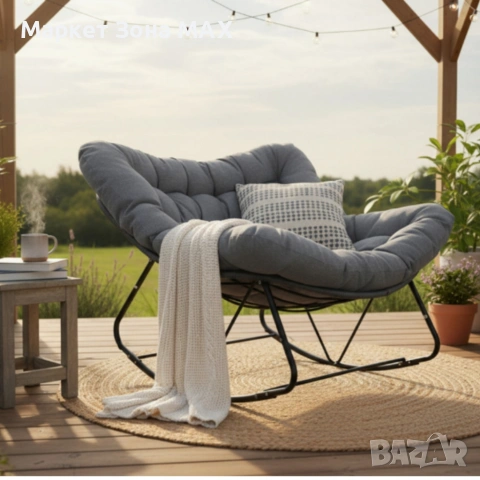 Люлеещ се стол Svinga - здрава стоманена рамка и мека възглавница, снимка 2 - Столове - 53863031