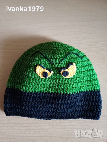 Плетена шапка Гринч 
