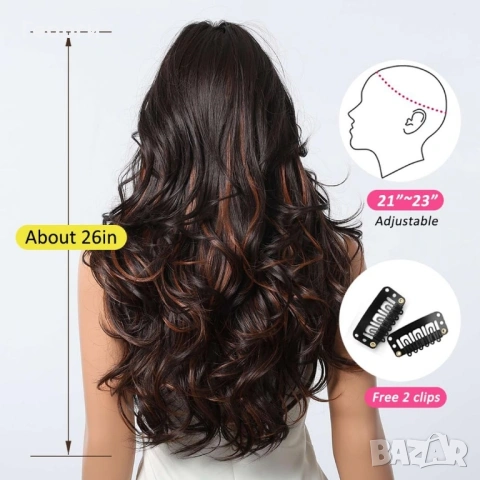 Смесена кафява перука, снимка 2 - Аксесоари за коса - 53180835