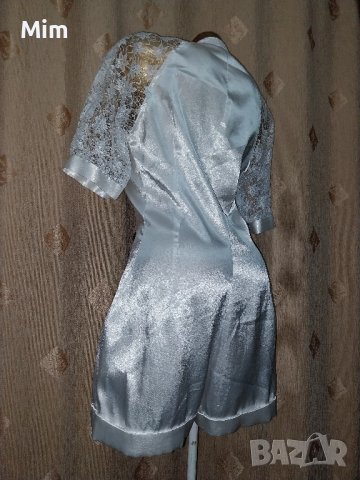 Бял гащеризон от еластичен сатен и дантела , снимка 2 - Гащеризони - 42373050