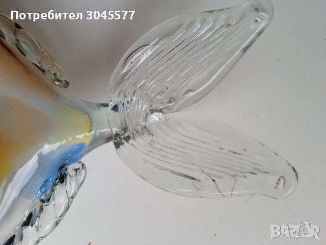 Пепелник Рибка от цветно стъкло 20,5*12,5 см, античен, снимка 2 - Колекции - 44240153