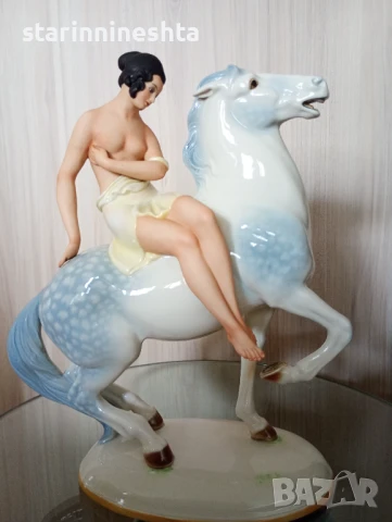 19 век Стар порцелан фигура статуетка скулптура Volkstedt Porcelain Amazon старинен порцелан , снимка 8 - Антикварни и старинни предмети - 50619537