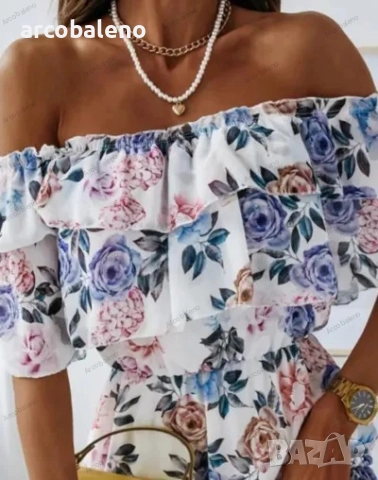 Ликвидация! Дамска лятна рокля с щампа - Доставка 24 часа , снимка 4 - Рокли - 51487492