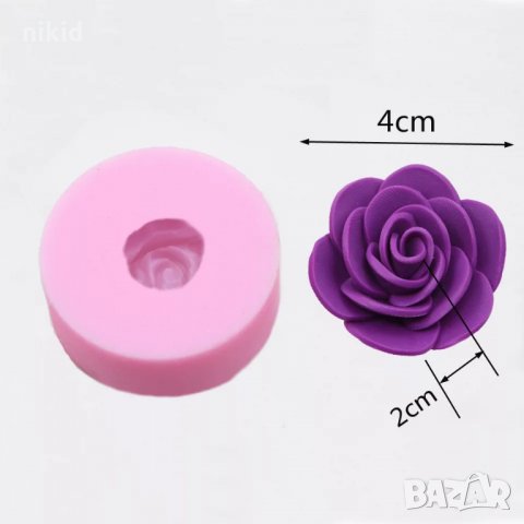 3D декоративна роза силиконов молд форма калъп фондан шоколад гипс сапун свещ, снимка 3 - Форми - 35815717