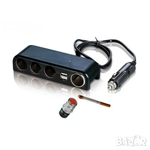Разклонител за запалка с 4 гнезда и 2 USB порта