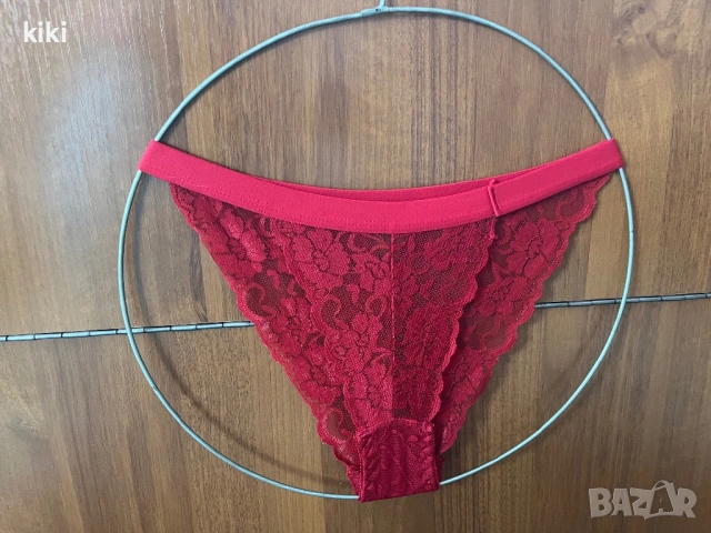 Червена дамска дантелена изрязана бикини , снимка 2 - Бельо - 53401411