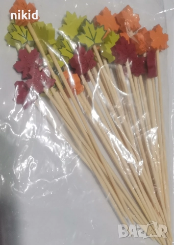 25 бр Есенни листа дървени клечки за хапки коктейл плодове парти кетъринг