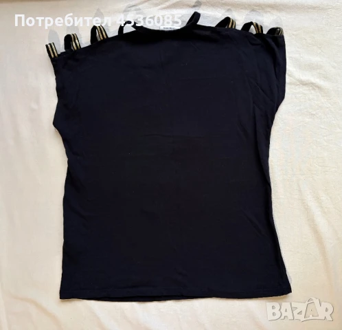 LC Waikiki-Красива детска черна блуза/тениска с голо рамо и черно-златни паети-Размер 145-152 см, снимка 2 - Детски Блузи и туники - 51171836