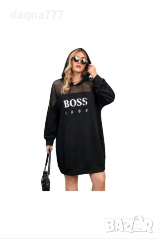 Дамска рокля/ суичър модерна, ежедневна, с качулка, 