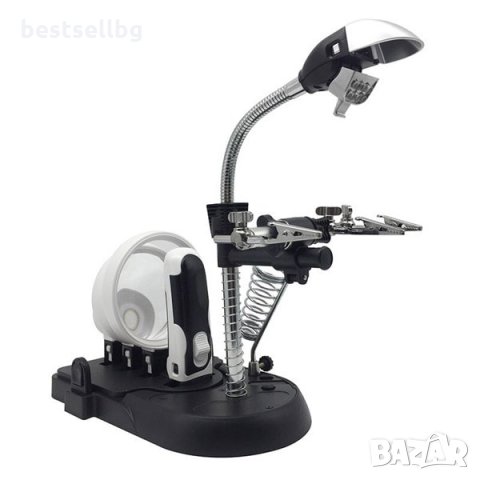 Увеличителна настолна лупа LED осветление трета ръка запояване платки, снимка 9 - Поялници и запояване - 35890397
