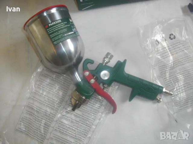 НОВ ПНЕВМАТИЧЕН БОЯДЖИЙСКИ ПИСТОЛЕТ С ДЮЗА 1,4мм ПЪЛЕН КОМПЛЕКТ PARKSIDE, снимка 16 - Други инструменти - 49680202