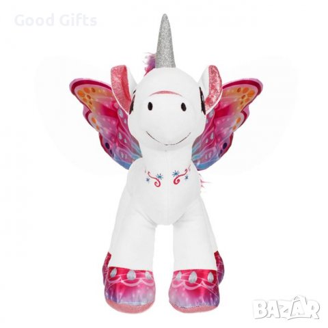 БЯЛ Плюшен еднорог с розови крила, грива и опашка , 41 см, снимка 2 - Плюшени играчки - 39176497