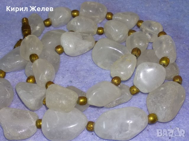 СТАРО СКЪПОЦЕННО КОЛИЕ НАТУРАЛЕН МЛЕЧЕН КВАРЦ с БРОНЗОВА ЗАКОПЧАЛКА на ВИНТ 34673, снимка 7 - Антикварни и старинни предмети - 39193212