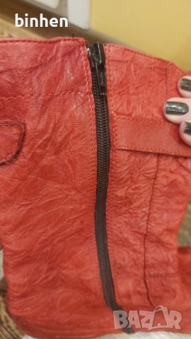 Дамски червени ботушки естествена кожа 39 номер, снимка 6 - Дамски ботуши - 39407877