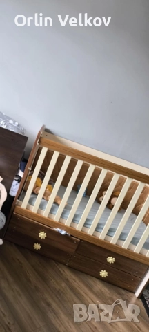 детско креватче с четири чекмеджета тип кошарка много запазено, снимка 2 - Мебели за детската стая - 52155176