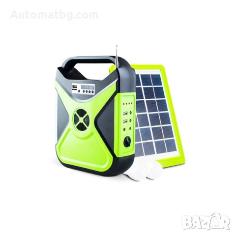 Соларен комплект Automat, 3 лампи, FM Радио, Bluetooth, TF card, Зелен