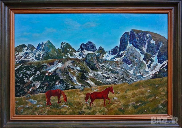 Рила планина, Пейзаж от Зелени рид към Мальовишкото било, картина