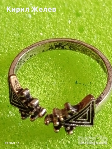 Сребърен пръстен с декоративни триъгълни елементи много красив стилен дизайн 52363, снимка 7 - Пръстени - 52606548