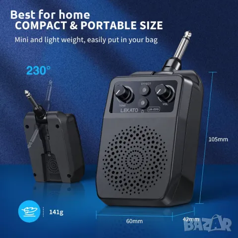 LEKATO Мини усилвател за електрическа китара с 4 ефекта, снимка 5 - Китари - 50191745