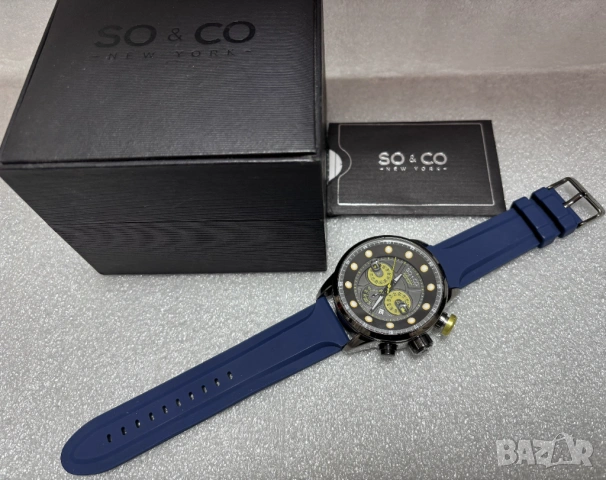 Перфектен! Мъжки Часовник SO&CO New York Хронограф, снимка 2 - Мъжки - 53604686
