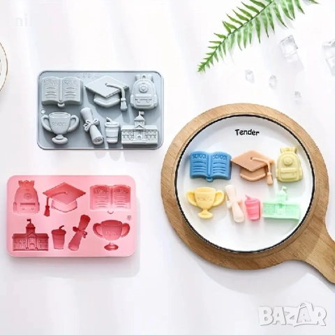 тога раница книга свитък училище купа дълбок силиконов молд форма фонда шоколад гипс сапун декор, снимка 3 - Форми - 51648050