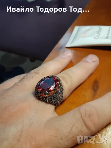 Масивен бутиков сребърен пръстен с огромен рубин