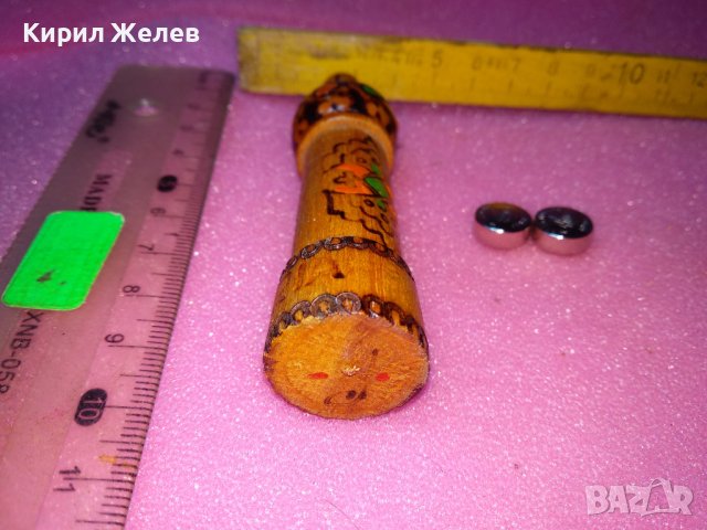 БЪЛГАРСКА РОЗА СТАРО ПИРОГРАФИРАНО ДЪРВЕНО МУСКАЛЧЕ за РОЗОВА ВОДА с НЯКАКВИ БАТЕРИИ в НЕГО 42954, снимка 7 - Други ценни предмети - 44185419
