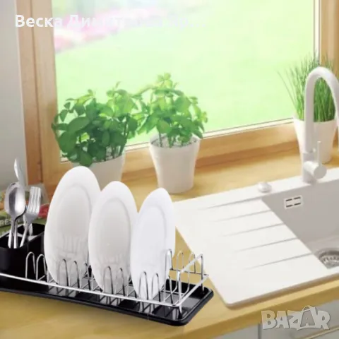 Сушилник за съдове Rosberg R53000M, 1 ниво, хром/черна табла, 41.5х17.5х9.5 см, снимка 4 - Други стоки за дома - 50320612