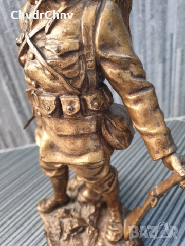 28см-2кг Ruffony статуетка/стара френска бронзова скулптура/фигура на войник с нож и пушка, снимка 7 - Антикварни и старинни предмети - 52967720
