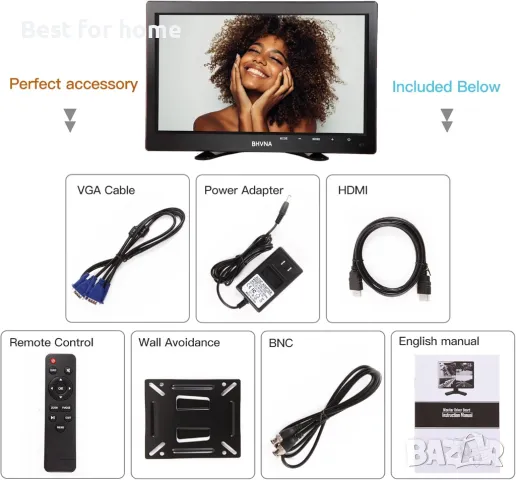 10,1-инчов малък преносим монитор от BHVNA, снимка 7 - Аксесоари и консумативи - 49019813